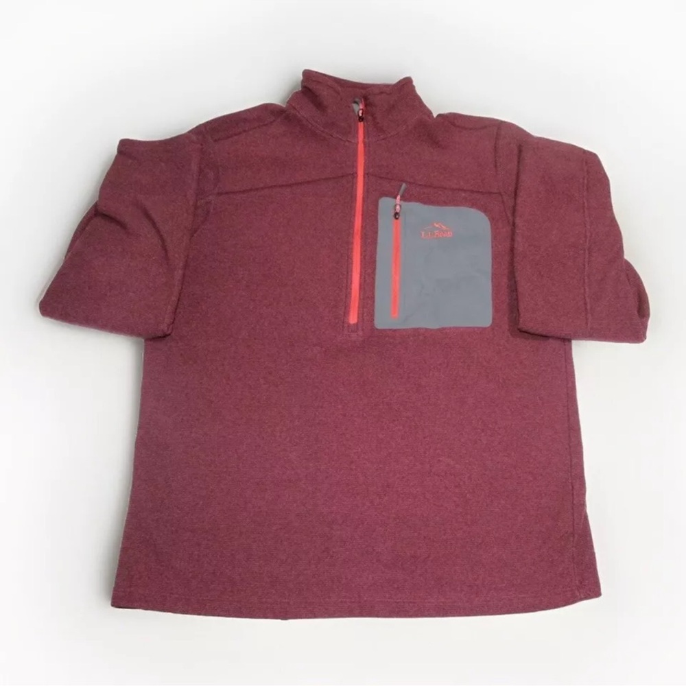 LL Bean men’s long sleeve trail fleece sweatshirt size Small Regular burgundy